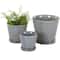 Blue Geometric Oval Patterned Ceramic Planter Set